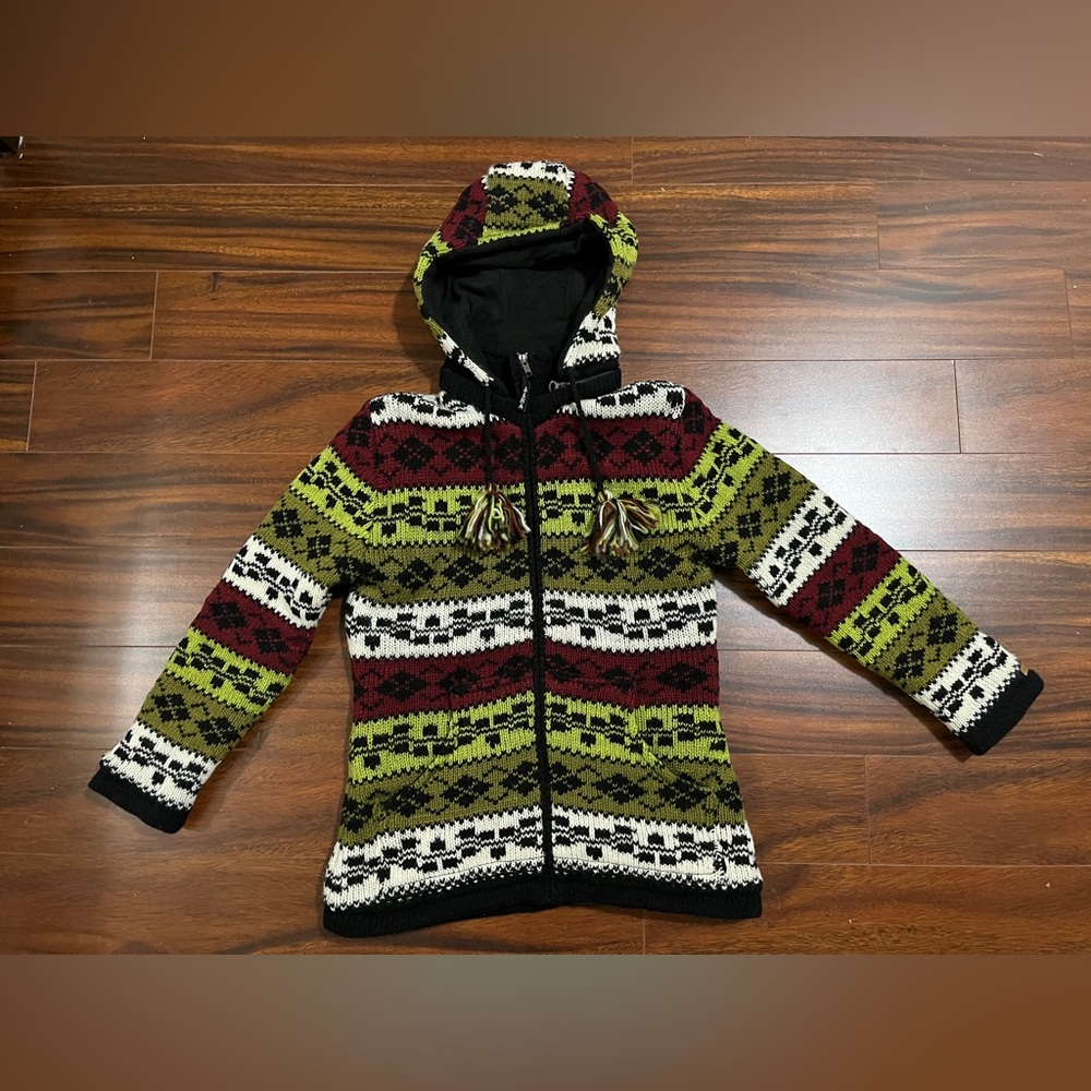 Alma women’s small sweater jacket, nordic fair isle, multi colour